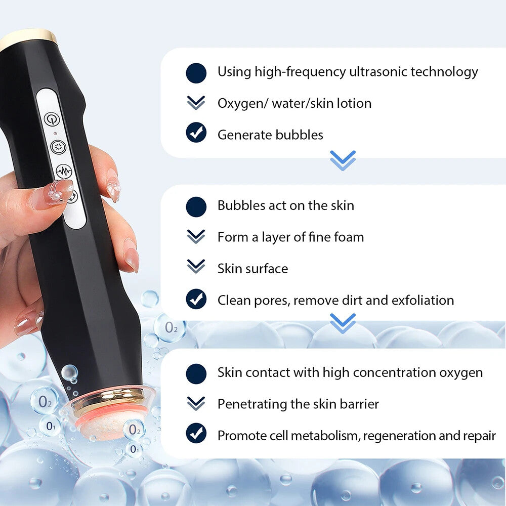 Portable Oxygen Bubble Facial Pen Rechargeable Home Skin Care Machine Deep Cleansing Moisturizing Face Beauty Device
