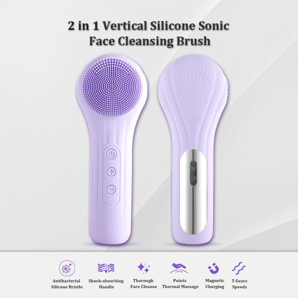 Electric Silicone Facial Cleansing Brush Rechargeable Vibration Face Scrubber Deep Clean Pore Exfoliate Skin Care Beauty Tool
