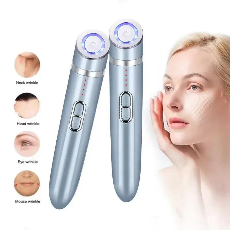 3 In 1 Electric Eye Massage Wand Rechargeable Heat Vibration Microcurrent Anti Wrinkle Dark Circle Eye Lifting Beauty Device