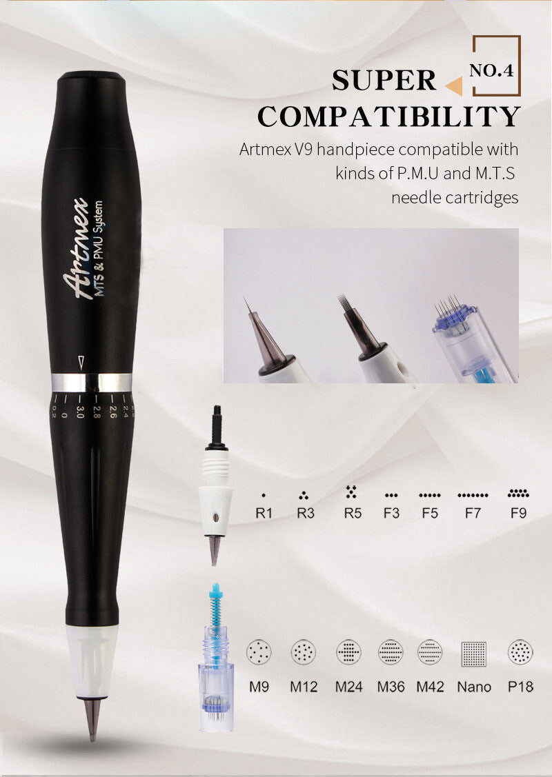 Artmex V9 Digital Charmant Permanent Makeup Machine Kit Microblading Pen for Eyebrow Lip Embroidery Tattoo with Cartridge Needle