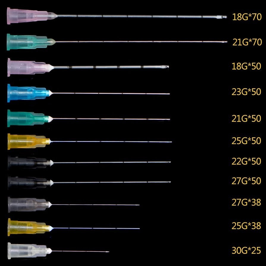 Micro Cannula with Puncture,Blunt Tip for Filler-18g/21g/22g/23g/25g/27g/30g 25/38mm/50/70mm