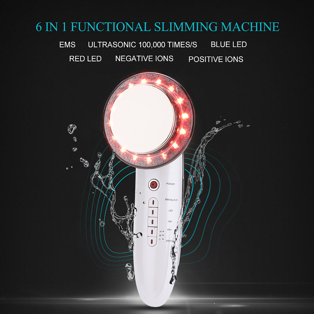 6 In 1 EMS LED Galvanic Ion Machine Ultrasonic Body Slimming Skin Tightening Fat Burning Anti Cellulite Massager