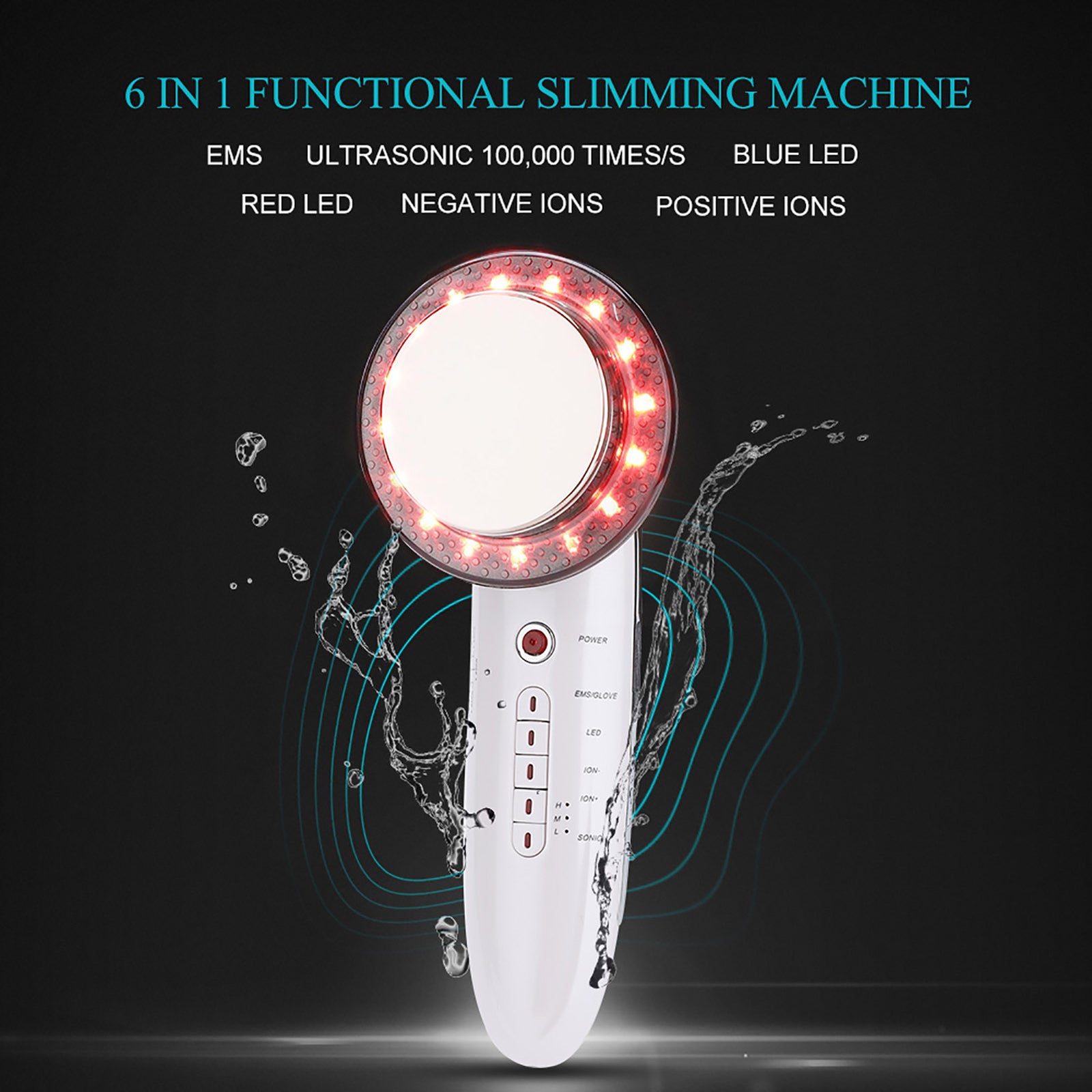 6 In 1 EMS LED Galvanic Ion Machine Ultrasonic Body Slimming Skin Tightening Fat Burning Anti Cellulite Massager