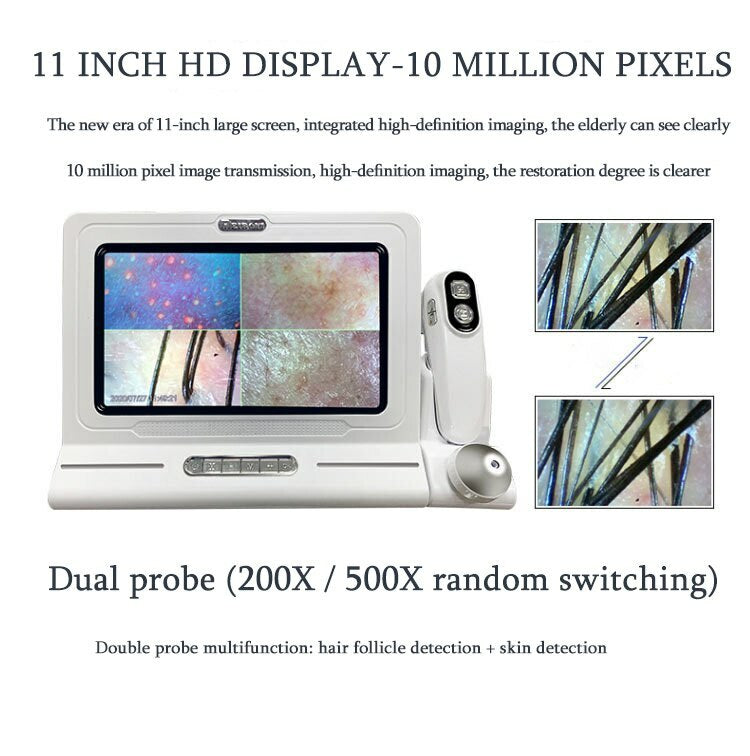 2 In 1 Skin Hair Scalp Analyzer Detector Machine 11 Inch LCD Screen Skin Hair Condition Tester for Beauty Salon Home Use