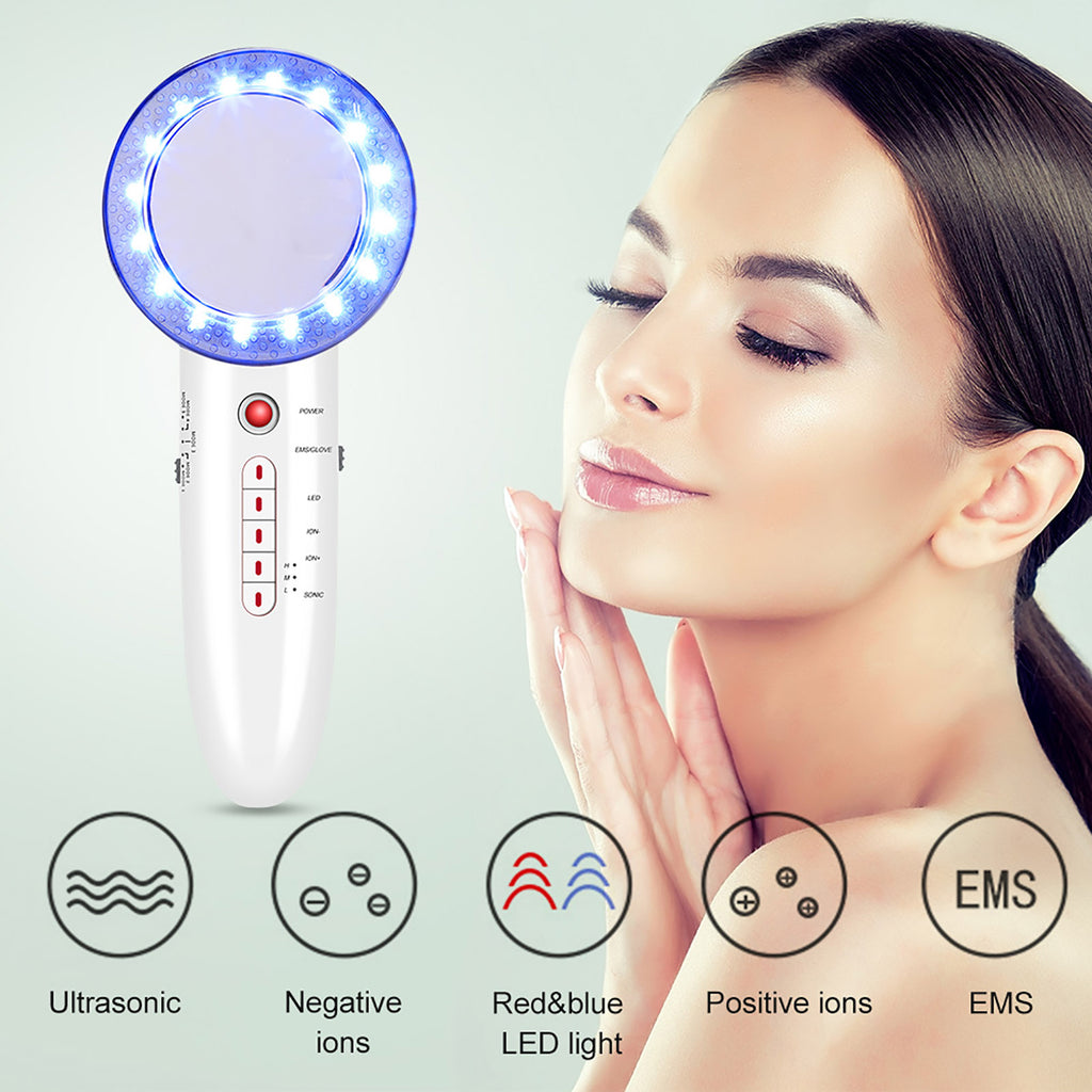 6 In 1 EMS LED Galvanic Ion Machine Ultrasonic Body Slimming Skin Tightening Fat Burning Anti Cellulite Massager