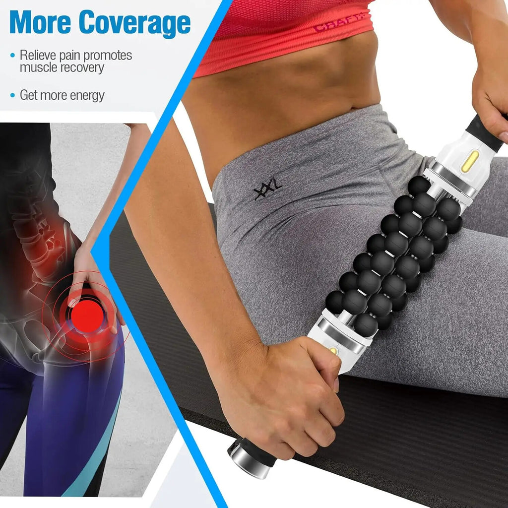 Electric Deep Tissue Roller Massage Stick Rechargeable Muscle Relax Roller Tool For Leg Back Arm Soreness Recovery Fitness Massage Device