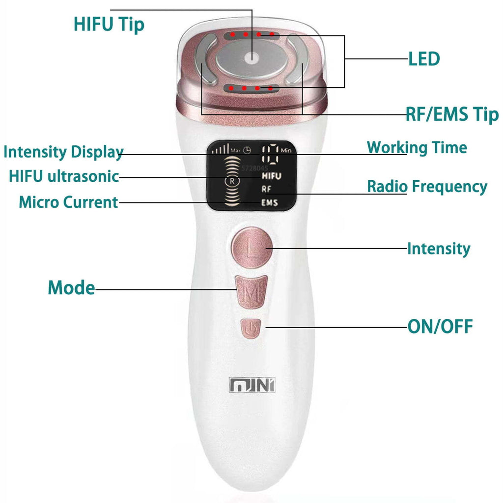 Mini HIFU RF Facial Skin Tightening Machine, Portable Radio Frequency Face Lifting Device for Wrinkle Reduction Skin Care