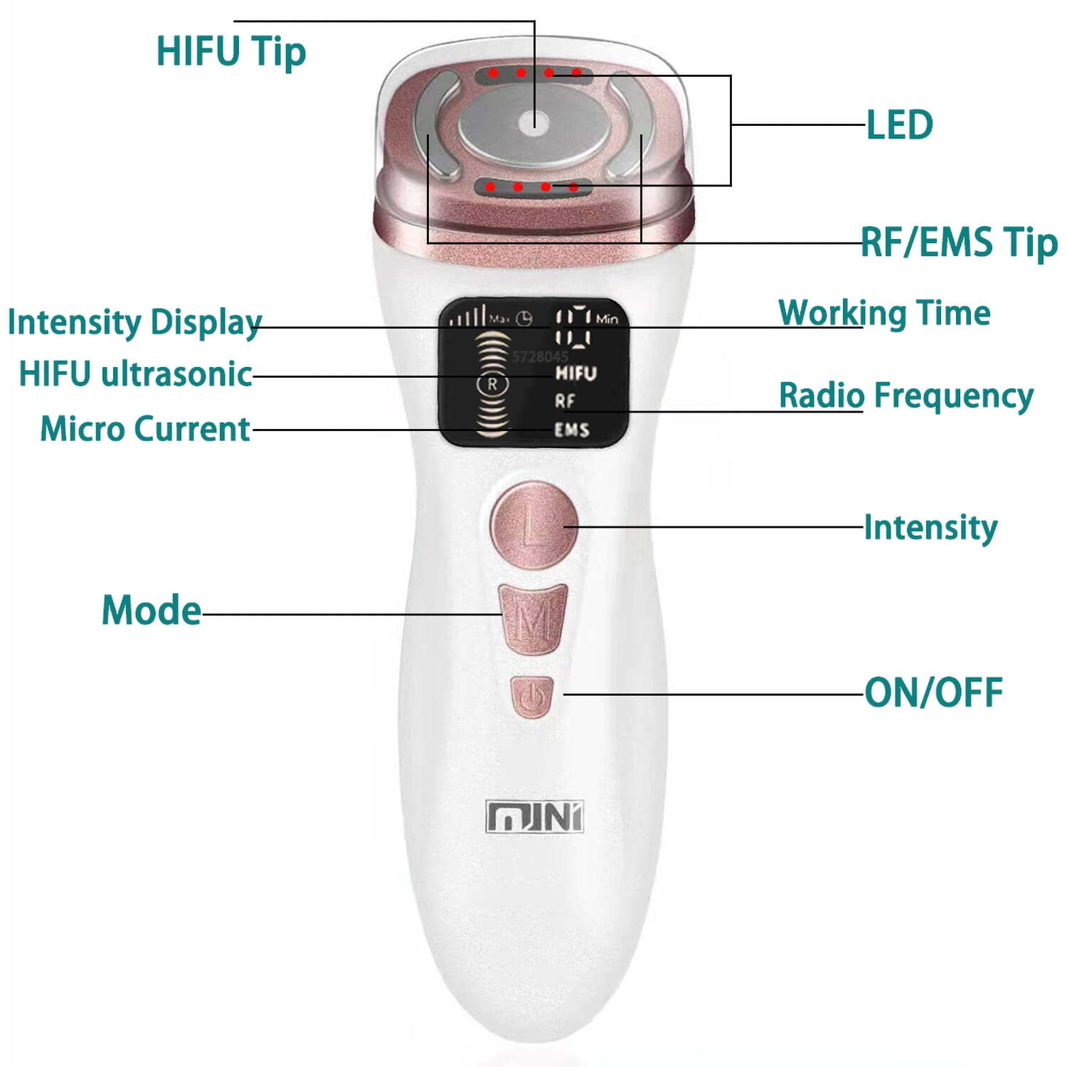 Mini HIFU RF Facial Skin Tightening Machine, Portable Radio Frequency Face Lifting Device for Wrinkle Reduction Skin Care