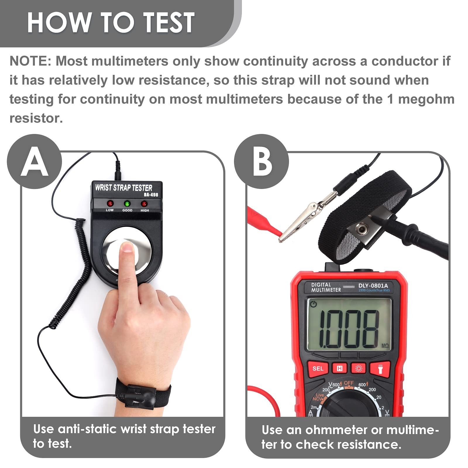 2PCS Adjustable Anti Static Wrist Strap with Coiled Cord Alligator Clip ESD Grounding Bracelet for Electronic Repair Work