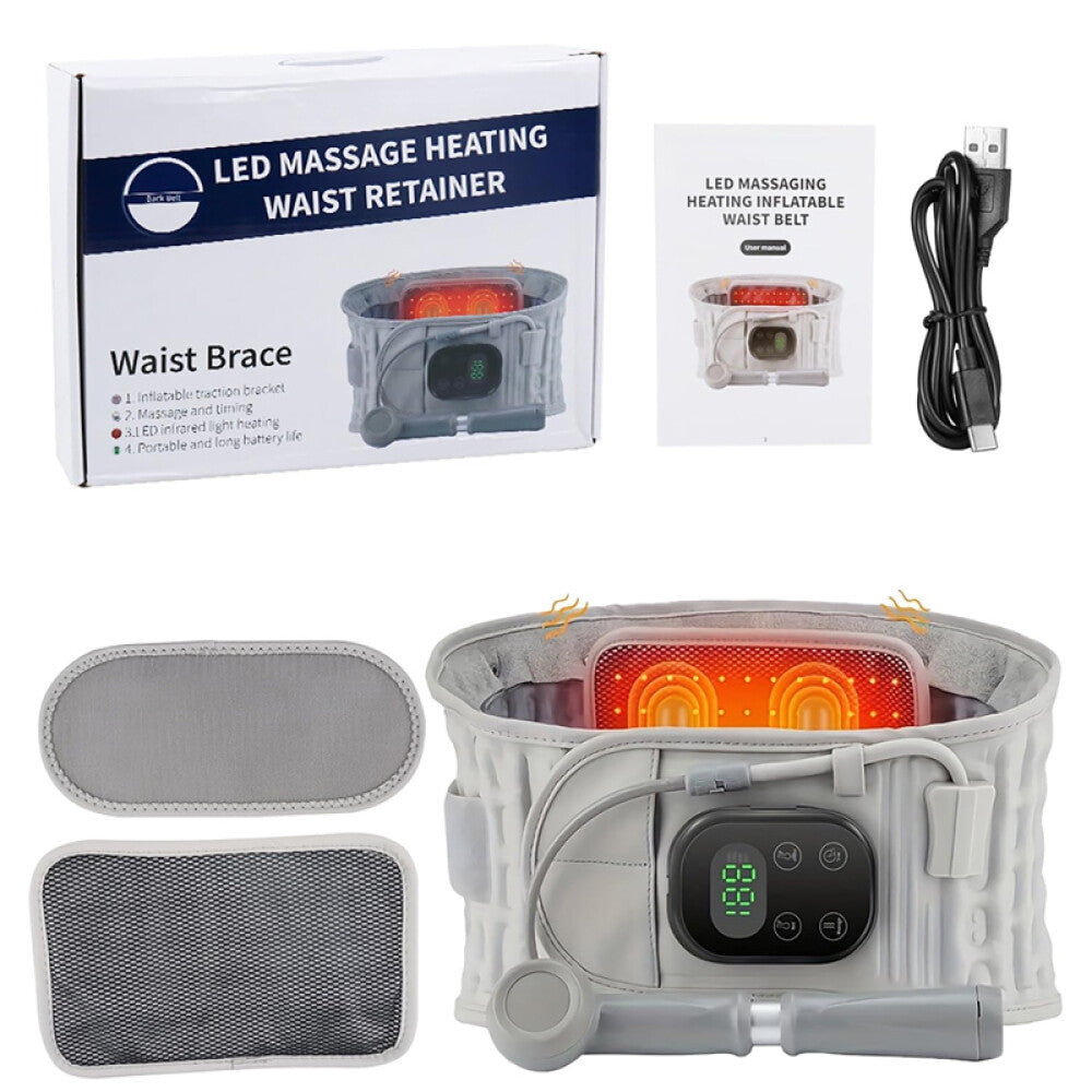 Rechargeable Decompression Back Belt Red Light Heating Massage for Braces Back Pain Lower Lumbar Therapy Waist Support