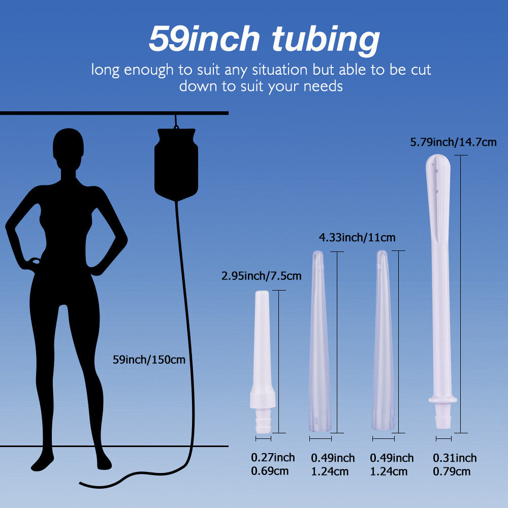 2L Reusable Silicone Enema Bag Kit Coffee and Water Enema Cleansing Long Silicone Hose Anal Douche for Women and Men