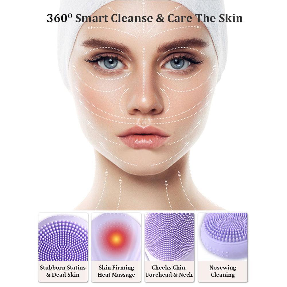 Electric Silicone Facial Cleansing Brush Rechargeable Vibration Face Scrubber Deep Clean Pore Exfoliate Skin Care Beauty Tool