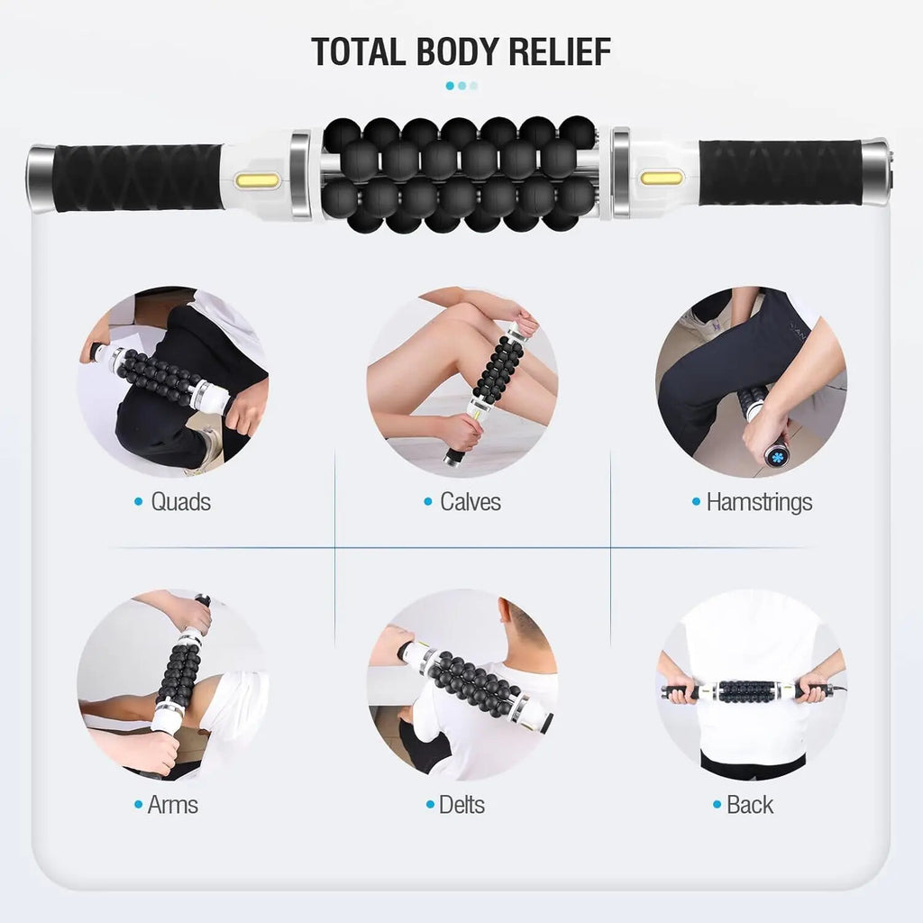 Electric Deep Tissue Roller Massage Stick Rechargeable Muscle Relax Roller Tool For Leg Back Arm Soreness Recovery Fitness Massage Device