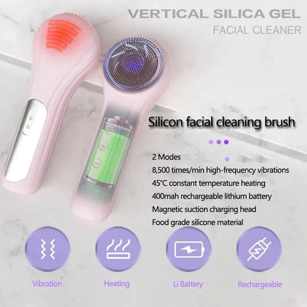 Electric Silicone Facial Cleansing Brush Rechargeable Vibration Face Scrubber Deep Clean Pore Exfoliate Skin Care Beauty Tool