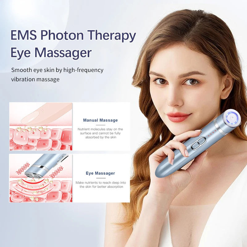 3 In 1 Electric Eye Massage Wand Rechargeable Heat Vibration Microcurrent Anti Wrinkle Dark Circle Eye Lifting Beauty Device