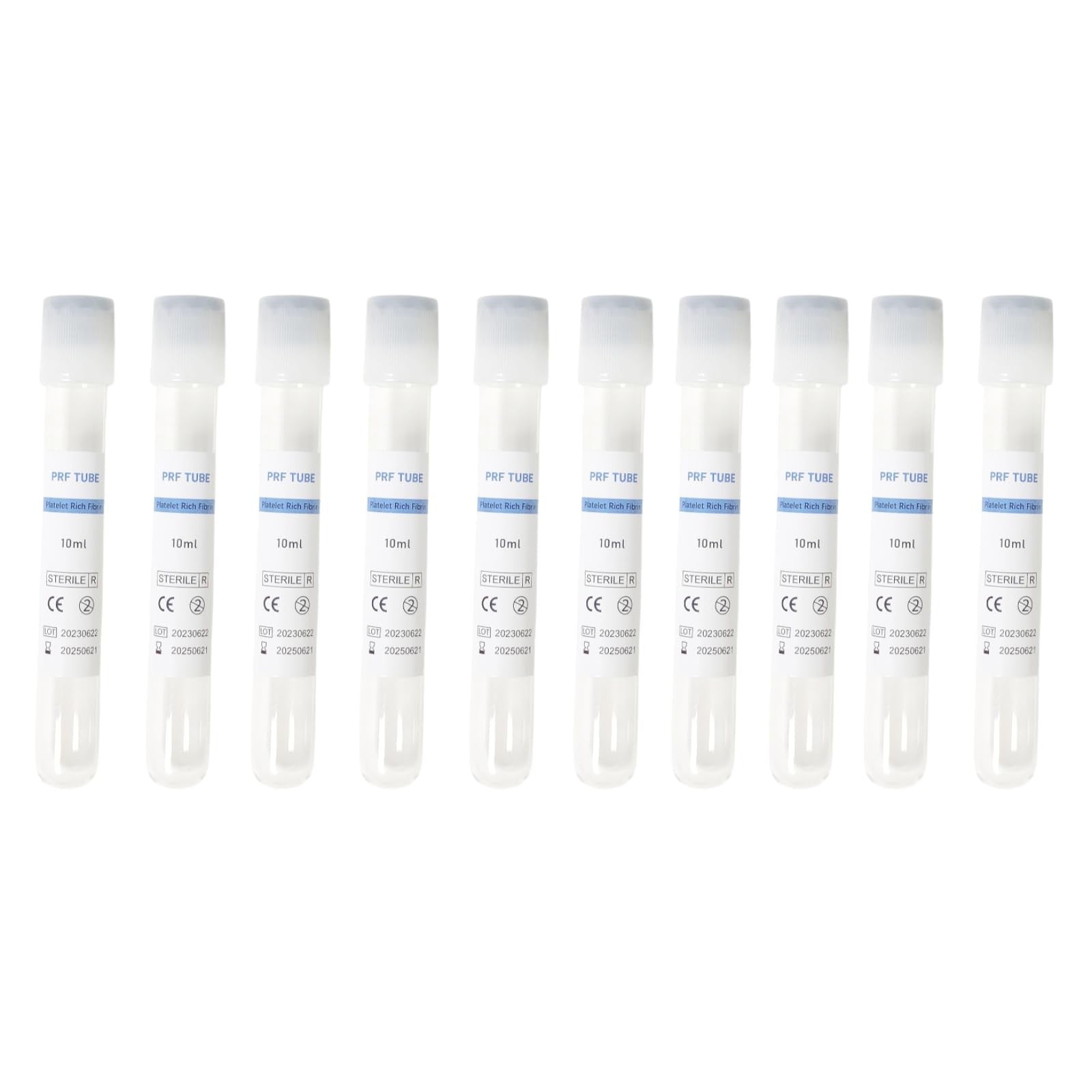 10mL PRF Tubes No Additive PRF Processing Tubes PET Centrifuge Tubes for Laboratory Sample Preparation Individually Wrapped (10/20/50 Pack)