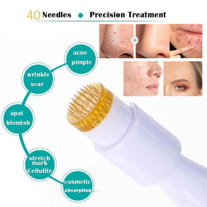 DRS 40 Pin Derma Stamp Microneedling Tool 0.2-3.0mm Multi Needle Depth Collagen Boost Facial Skin Care Device