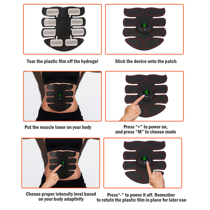 Electric Abdominal Muscle Toning Trainer ABS Stimulator Toner Fitness Binder Gym Belt Body Shaper Massager Home Use