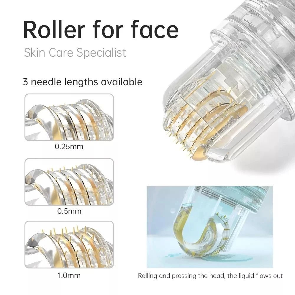 64 Pin Hydra Roller Microneedling Derma Roller with Bottle Skin Rejuvenation Anti Aging Facial Beauty Tool