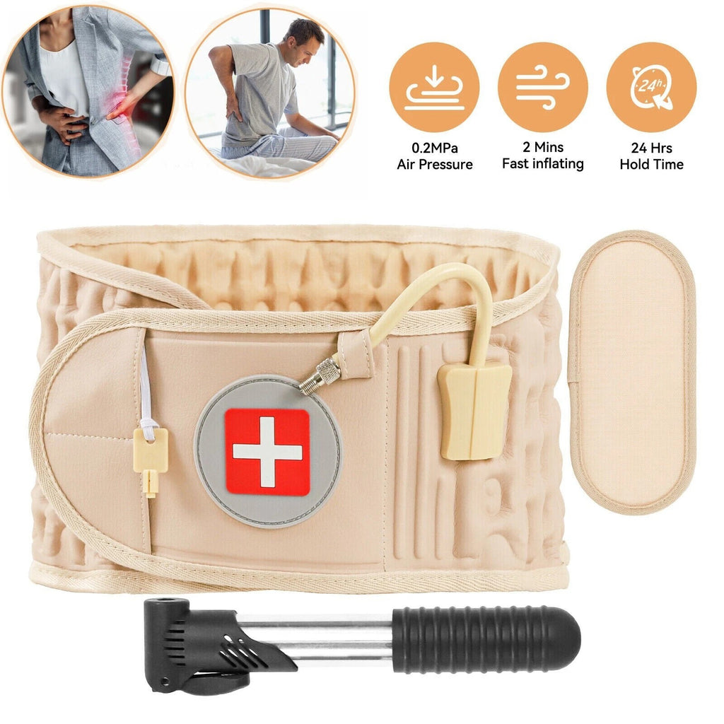 Air Traction Inflatable Spine Decompression Back Belt Lumbar Support for Lower Back Pain Relief Fast