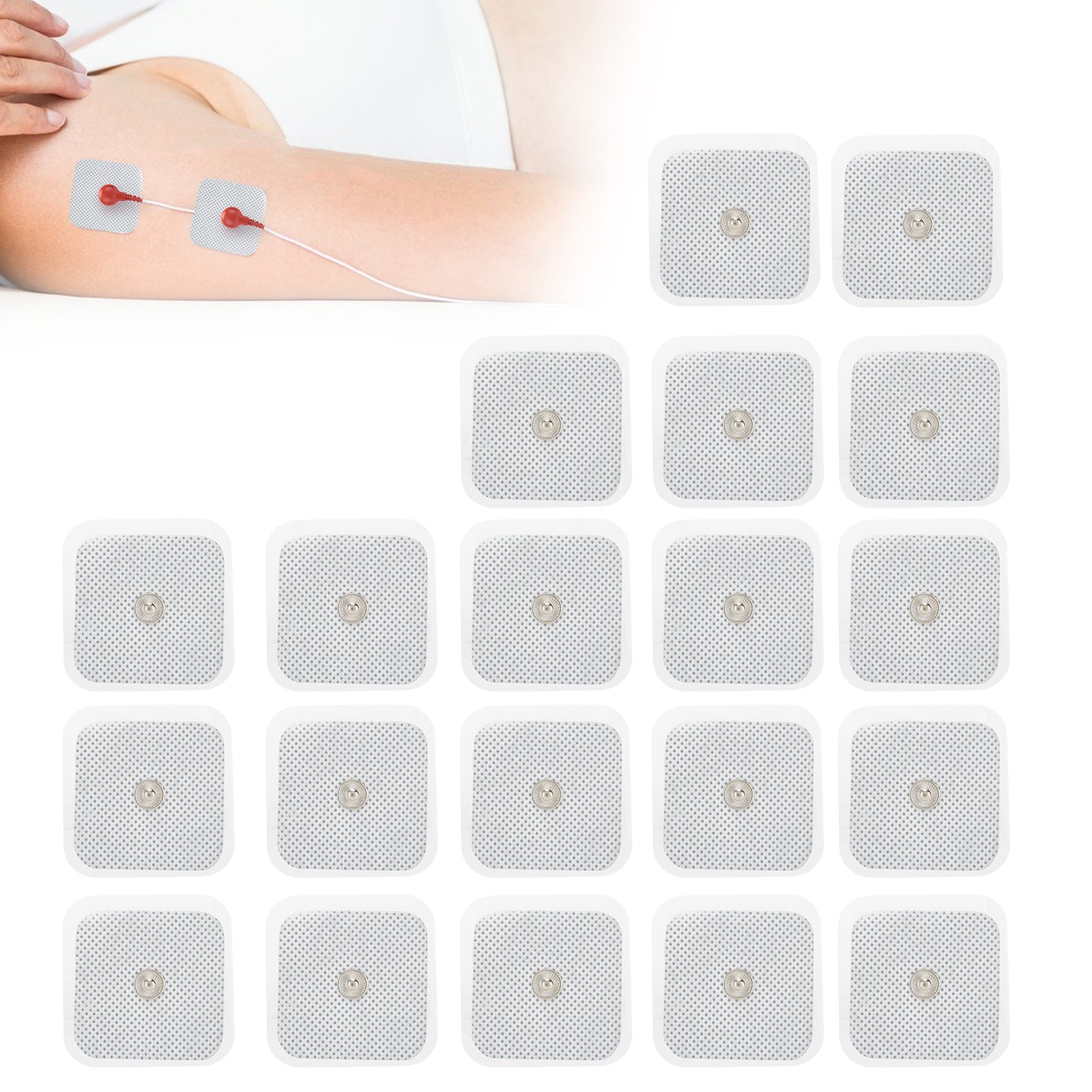 20/40PCS Replacement 3.5mm Snap 2x2" Self-Adhesive TENS Unit Electrode Pads Compatible with TENS Devices with 3.5mm Connector