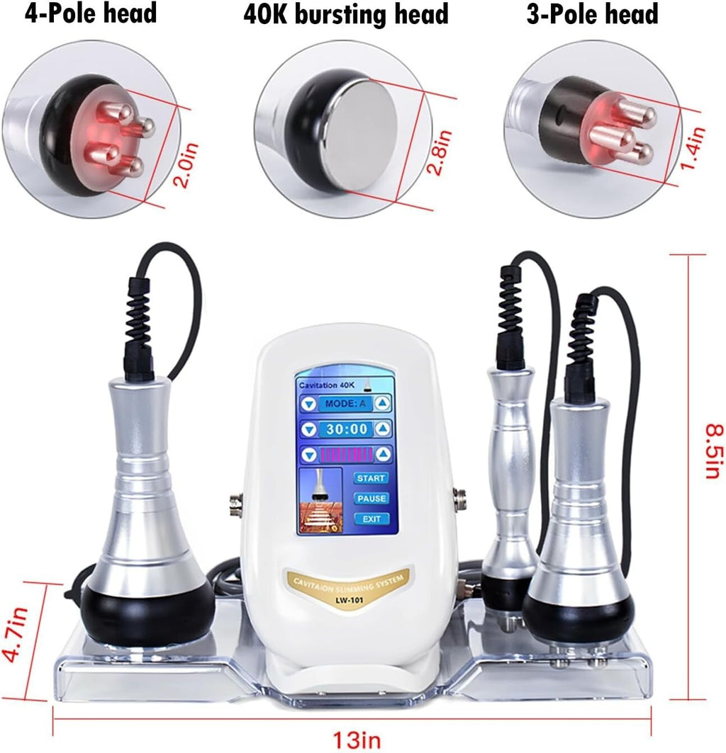 3 In 1 40K Cavitation RF Slimming Machine, Ultrasonic Fat Reduction Device with Tripolar & Multipolar RF for Body Shaping Anti-Cellulite Treatment