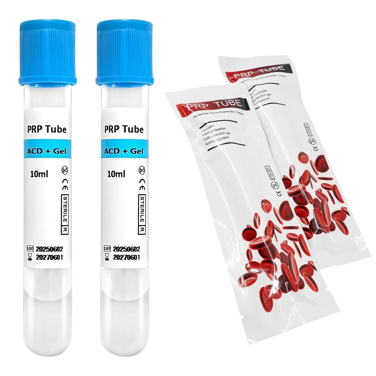 10 Pack Disposable 10ml Acd Gel Tubes With Cap Vacuum for Blood Collection Medical & Veterinary Beauty Facial Use
