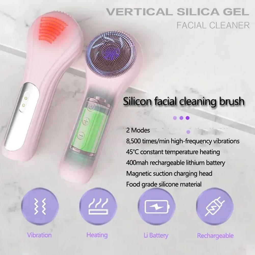 Electric Silicone Facial Cleansing Brush Rechargeable Vibration Face Scrubber Deep Clean Pore Exfoliate Skin Care Beauty Tool
