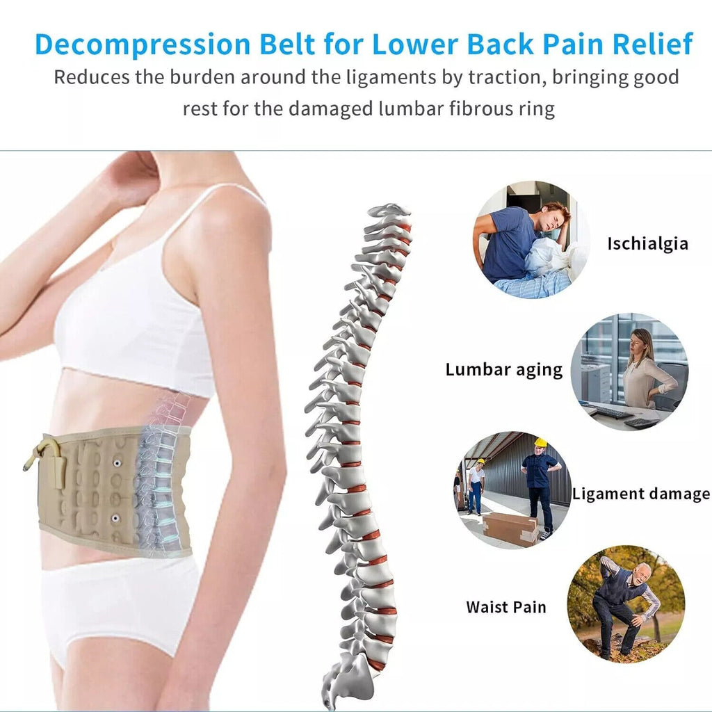 Air Traction Inflatable Spine Decompression Back Belt Lumbar Support for Lower Back Pain Relief Fast
