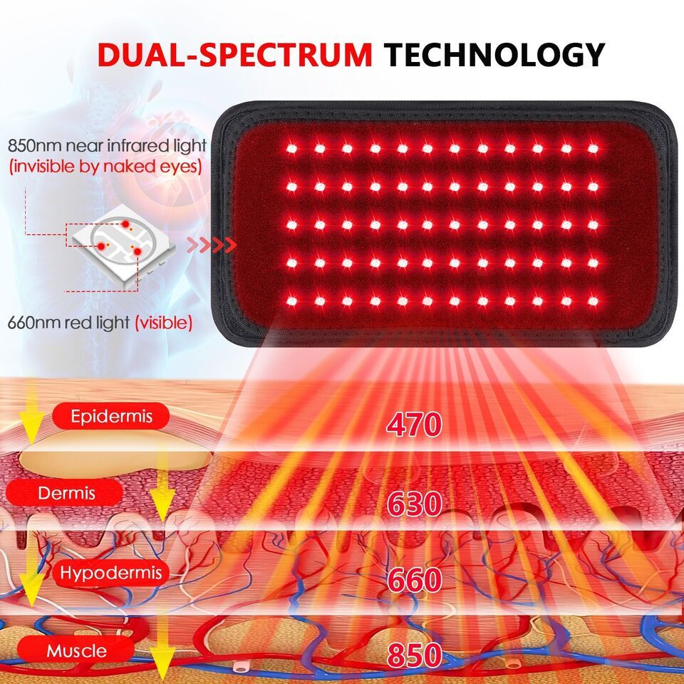 660nm 850nm Red LED Infrared Waist Therapy Wrap Slimming Belt Muscle Joint Pain Relief Home Skincare Beauty Pad