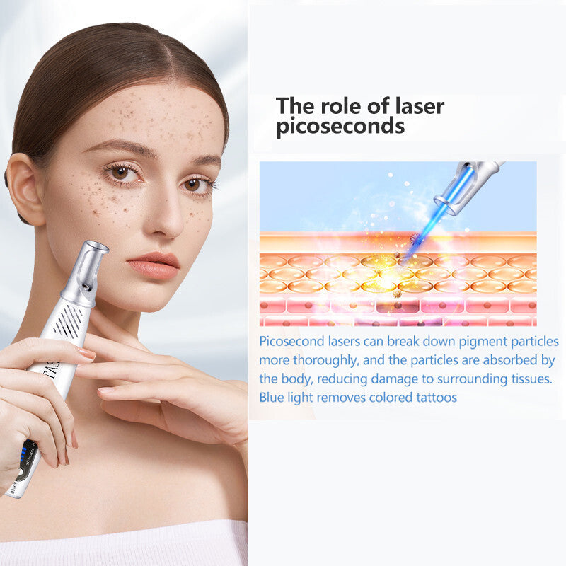 Handheld Red or Blue Pen Picosecond Spot Removal Pen Painless Eyebrow Washing Portable Tattoo Removal Skin Beauty for Home Use