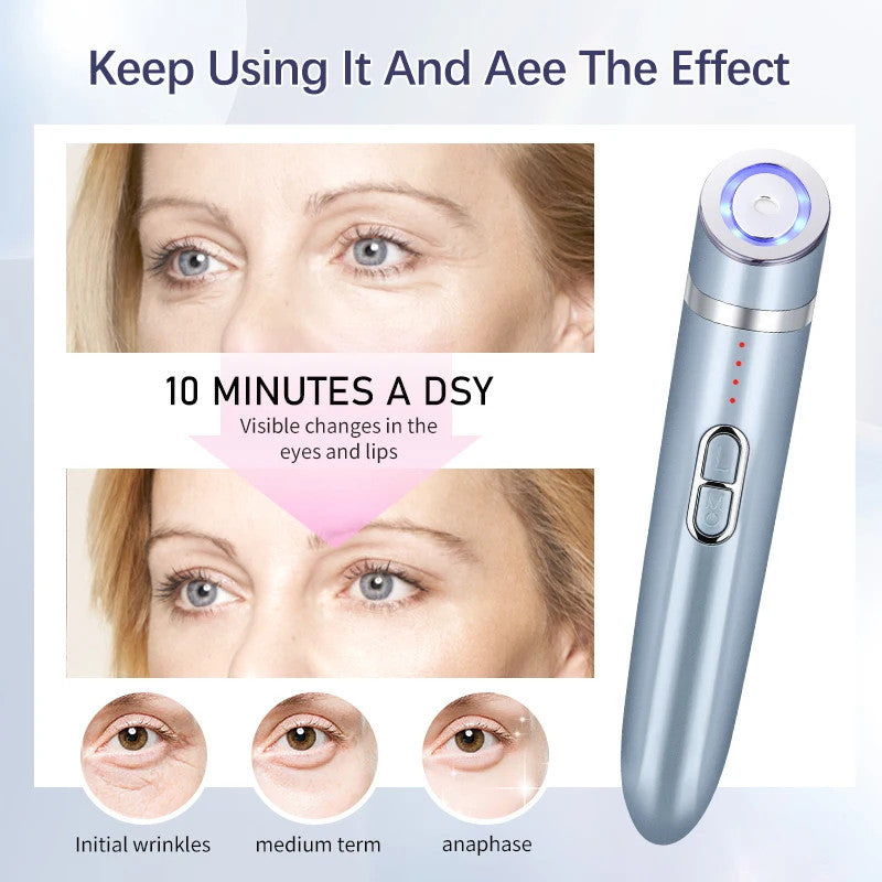 3 In 1 Electric Eye Massage Wand Rechargeable Heat Vibration Microcurrent Anti Wrinkle Dark Circle Eye Lifting Beauty Device
