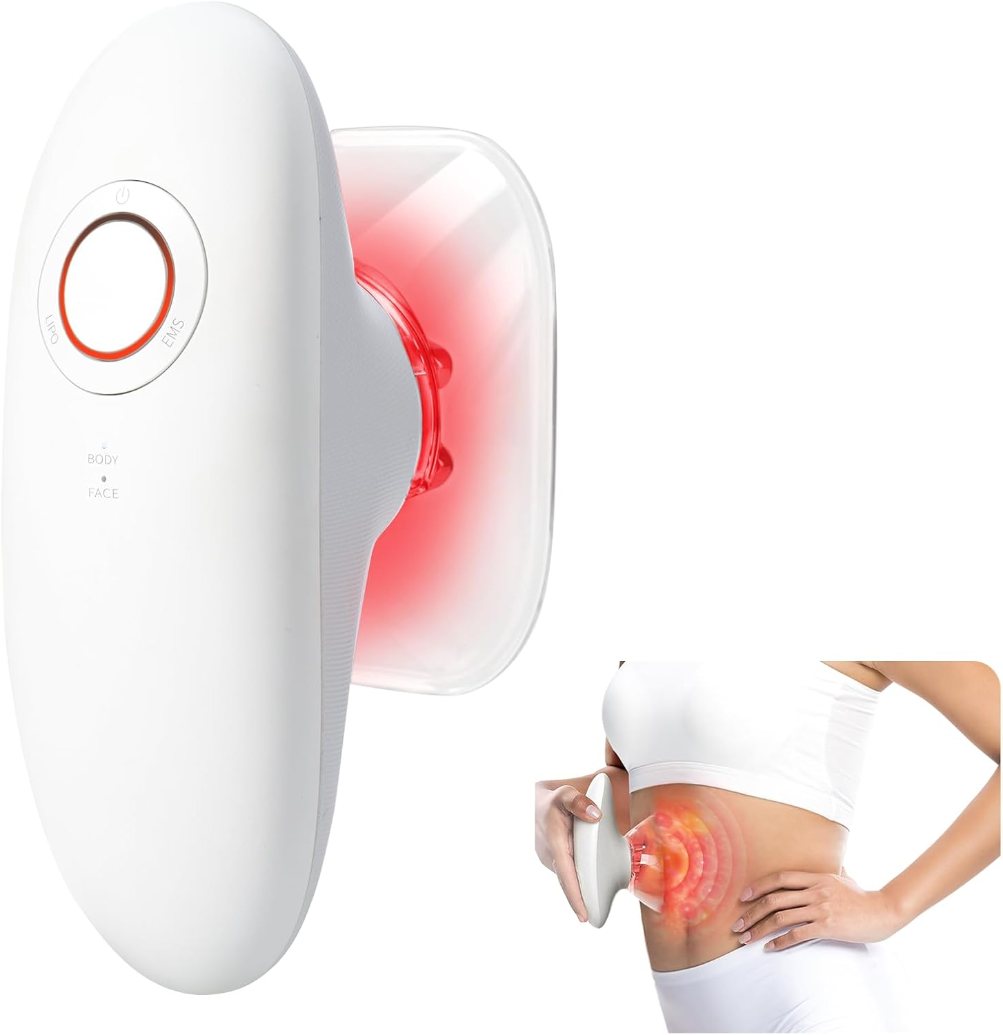 3 In 1 Handheld Body Slimming Massager EMS Red Light Heating Skin Tightening Machine Face Belly Body Shaping Anti Cellulite Beauty Device