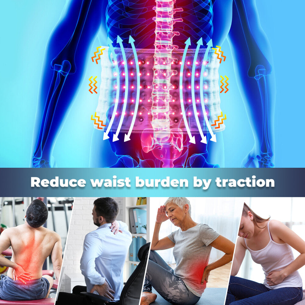 Rechargeable Decompression Back Belt Red Light Heating Massage for Braces Back Pain Lower Lumbar Therapy Waist Support