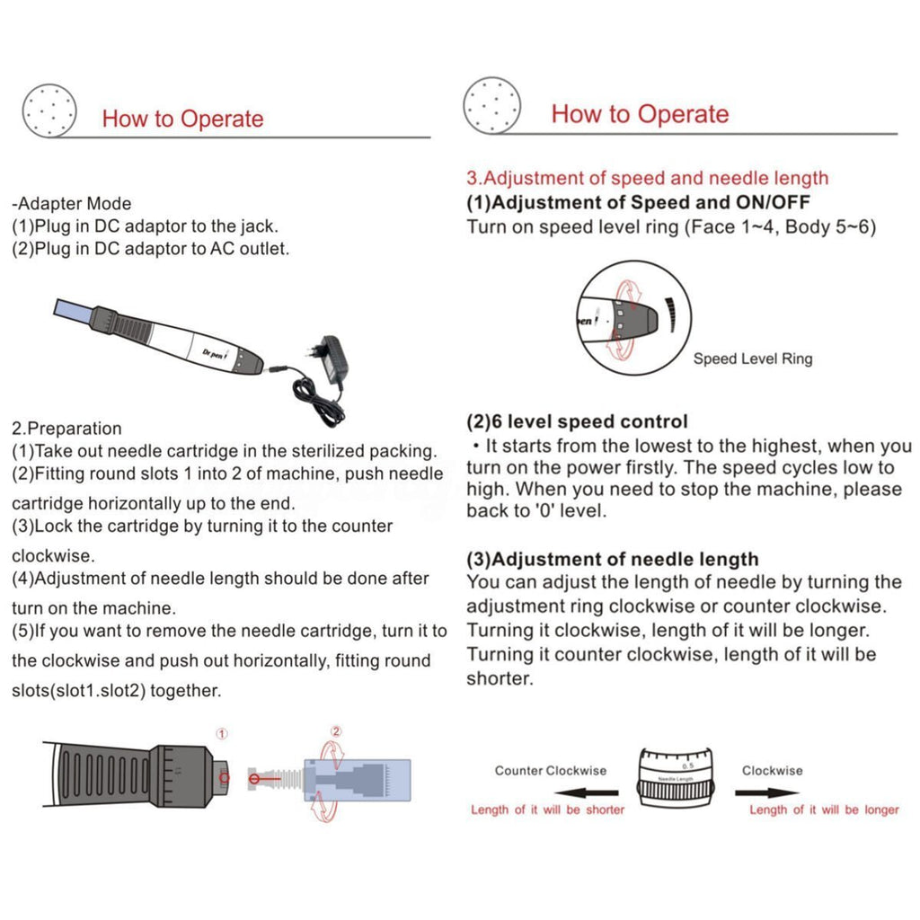 Electric Dr.pen Wired Device A1-C Tattoo Skin Care Tool Professional System Therapy CE with Cartridges