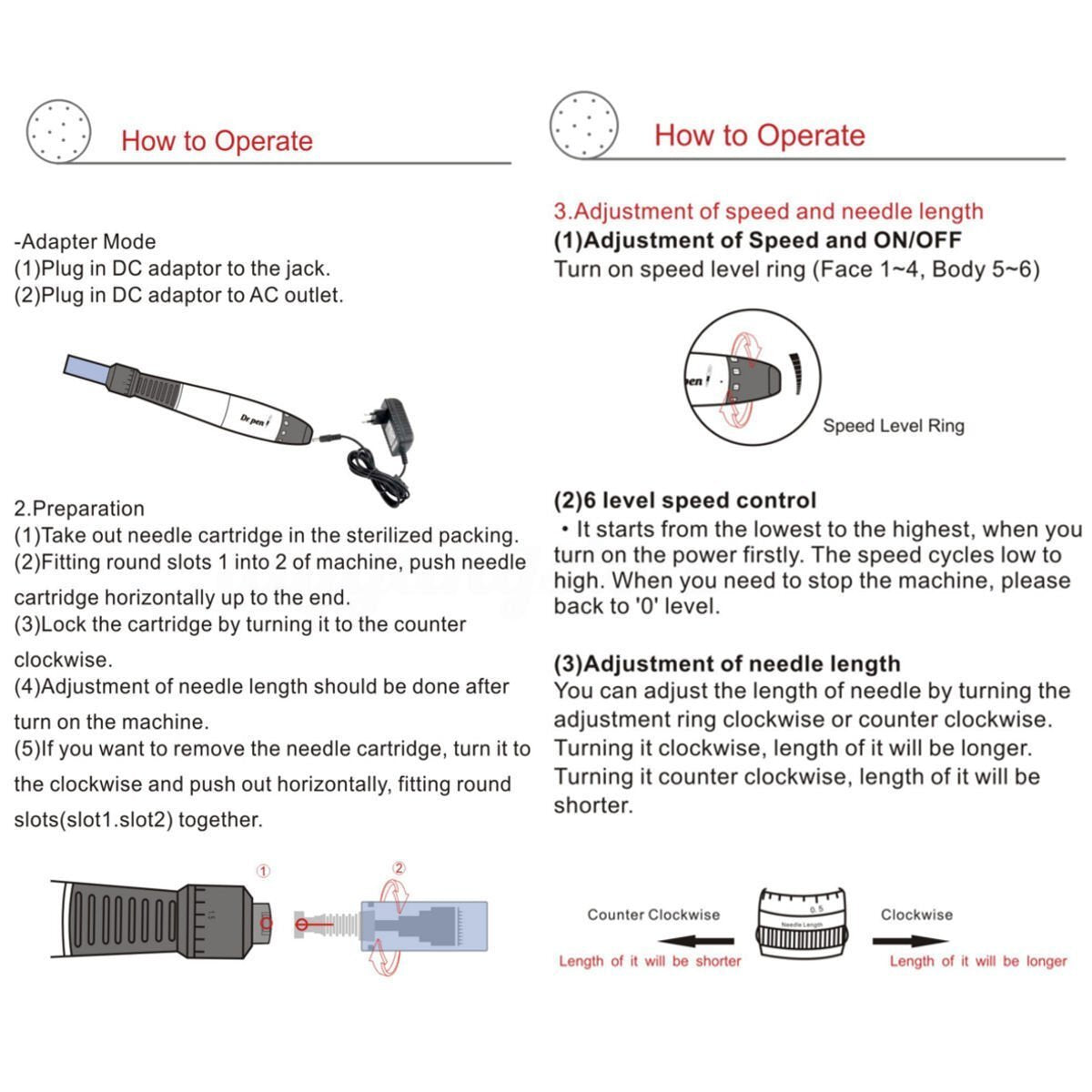 Electric Dr.pen Wired Device A1-C Tattoo Skin Care Tool Professional System Therapy CE with Cartridges