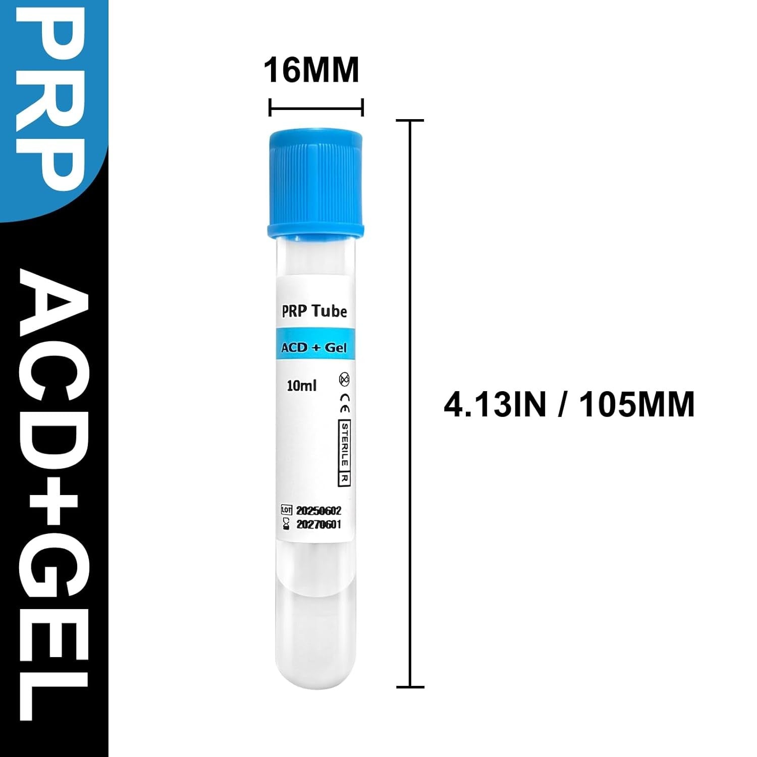 10 Pack Disposable 10ml Acd Gel Tubes With Cap Vacuum for Blood Collection Medical & Veterinary Beauty Facial Use