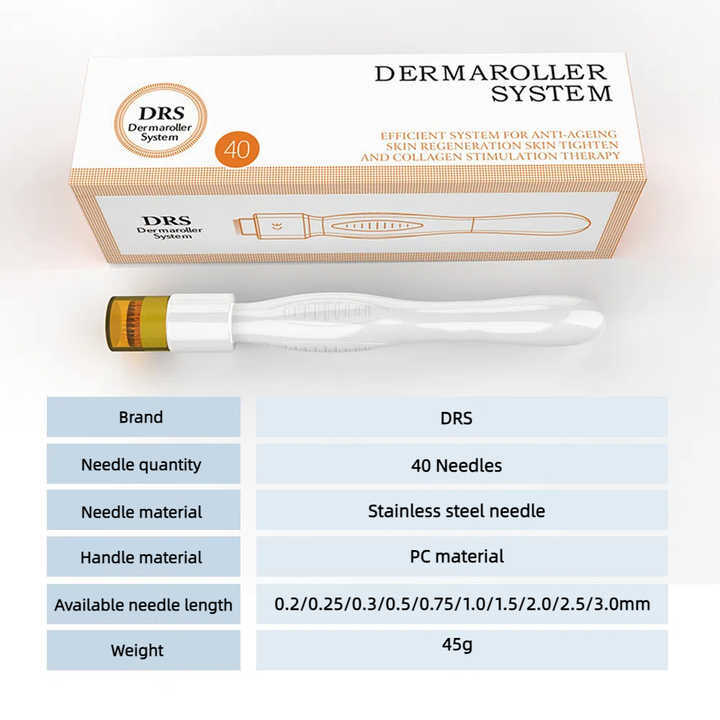 DRS 40 Pin Derma Stamp Microneedling Tool 0.2-3.0mm Multi Needle Depth Collagen Boost Facial Skin Care Device