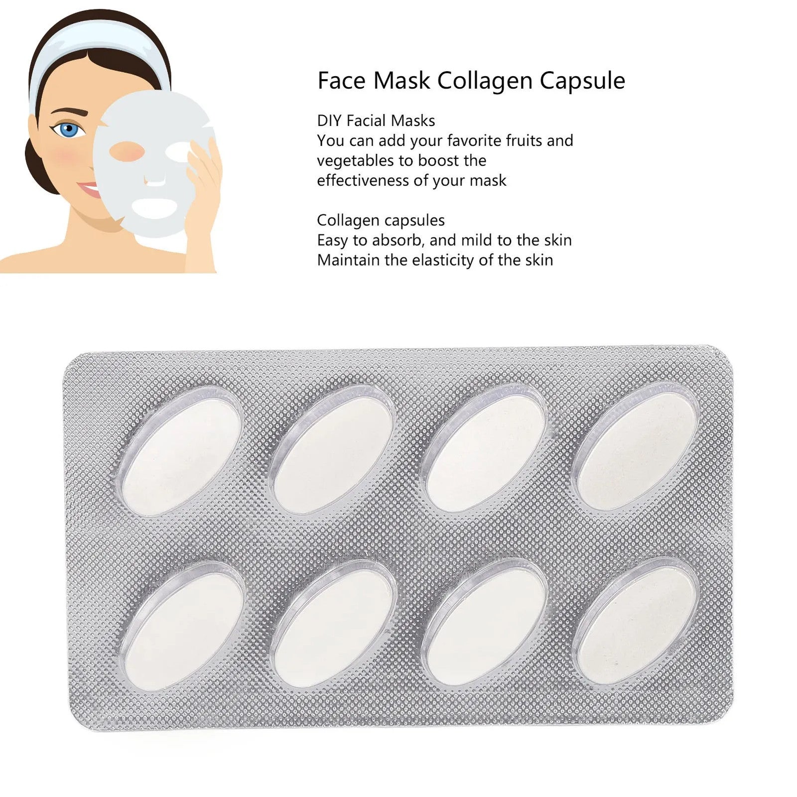 30pcs DIY Collagen Facial Mask Capsules Natural Skin Care Mask Powder Tablets for Hydrating Firming Homemade Face Mask Making