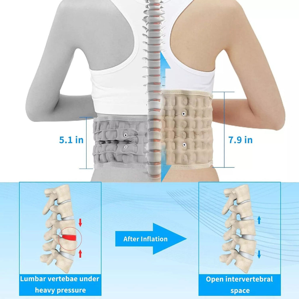 Air Traction Inflatable Spine Decompression Back Belt Lumbar Support for Lower Back Pain Relief Fast