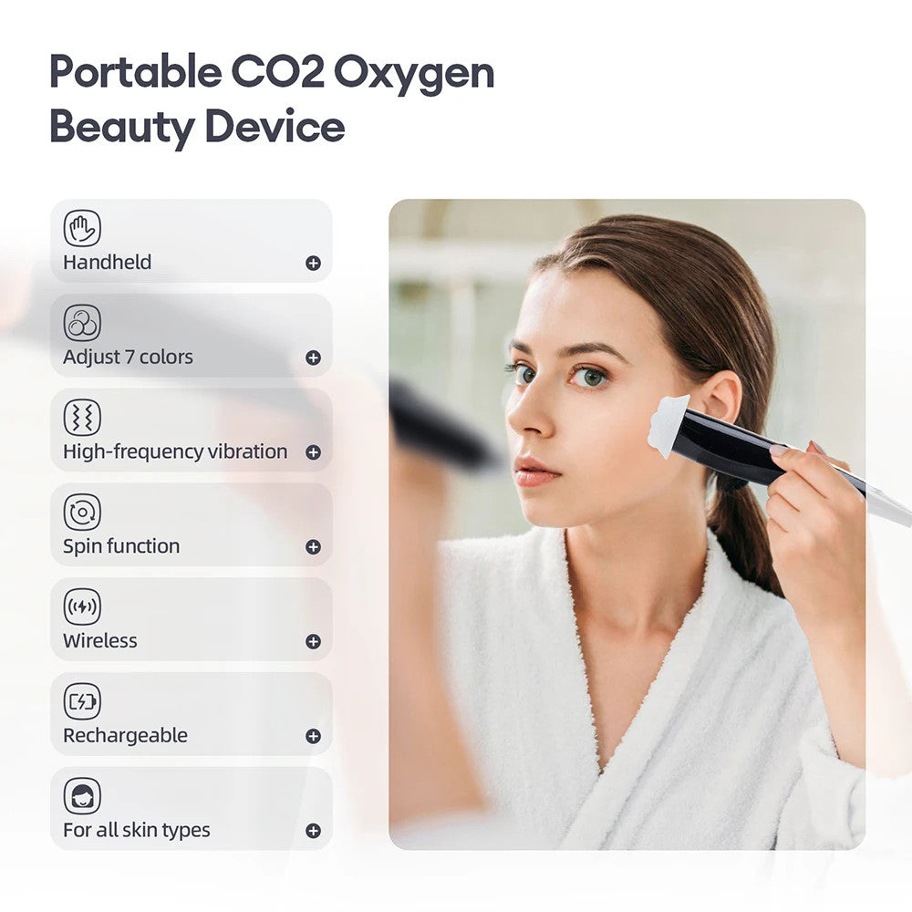 CO2 Oxygen Bubble Pen 5 Gear Vibration Handheld Oxygen Bubble Beauty Tool Deep Skin Cleansing Device Home Salon Skin Care