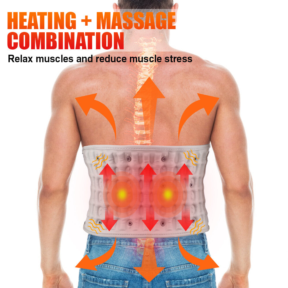 Rechargeable Decompression Back Belt Red Light Heating Massage for Braces Back Pain Lower Lumbar Therapy Waist Support