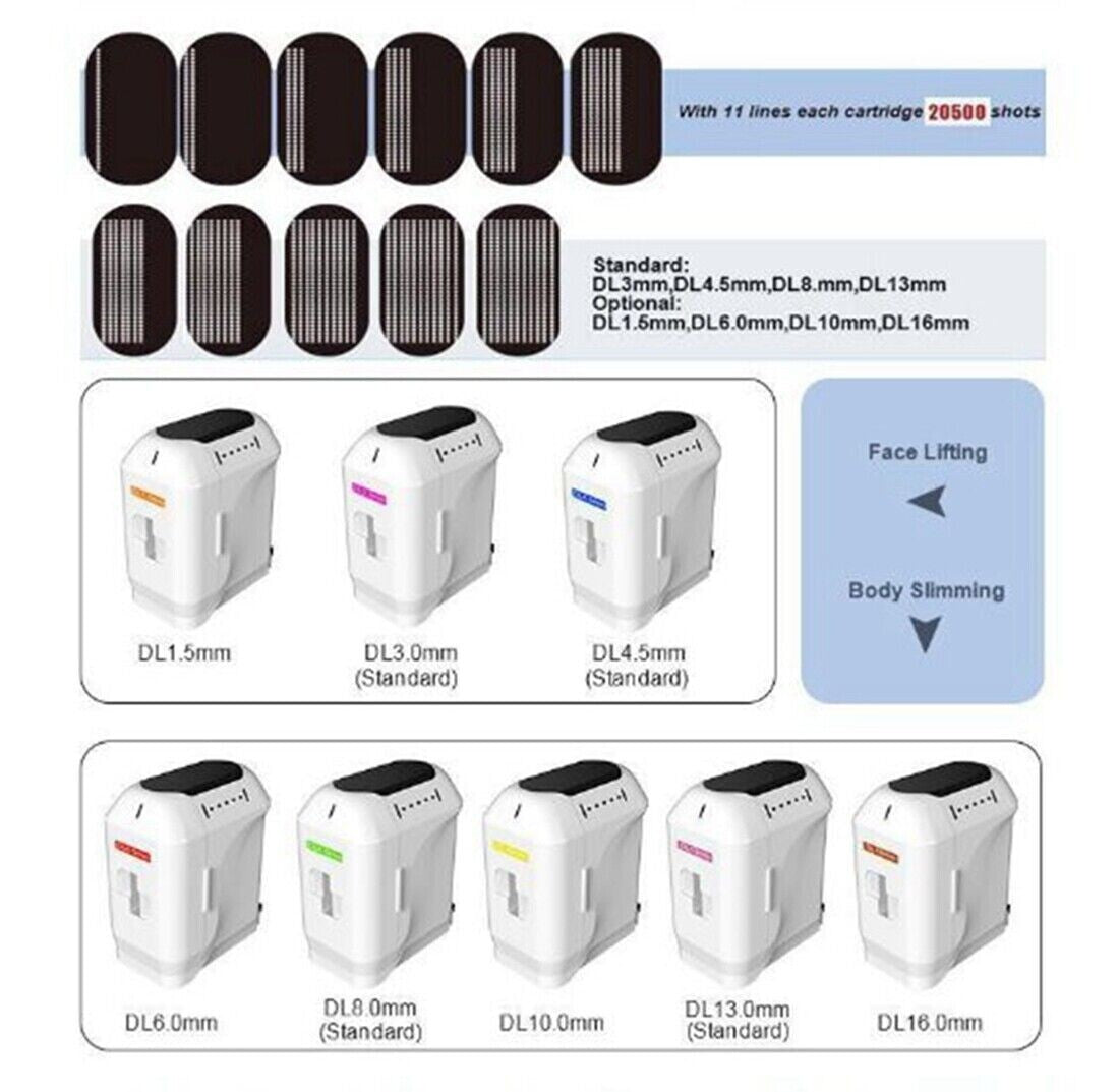3D 4D Replace Transducer SMAS Lifting Hifu Machine Cartridges 12 Lines Cartridges Probe for Face Body Skin Care Machine