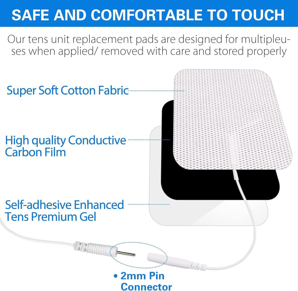 20/40X Replacement Large 2"x3.5" White Cloth Self Adhesive Electrode Pads for Tens Unit 7000 3000 Muscle Stimulator Pulse Massagers