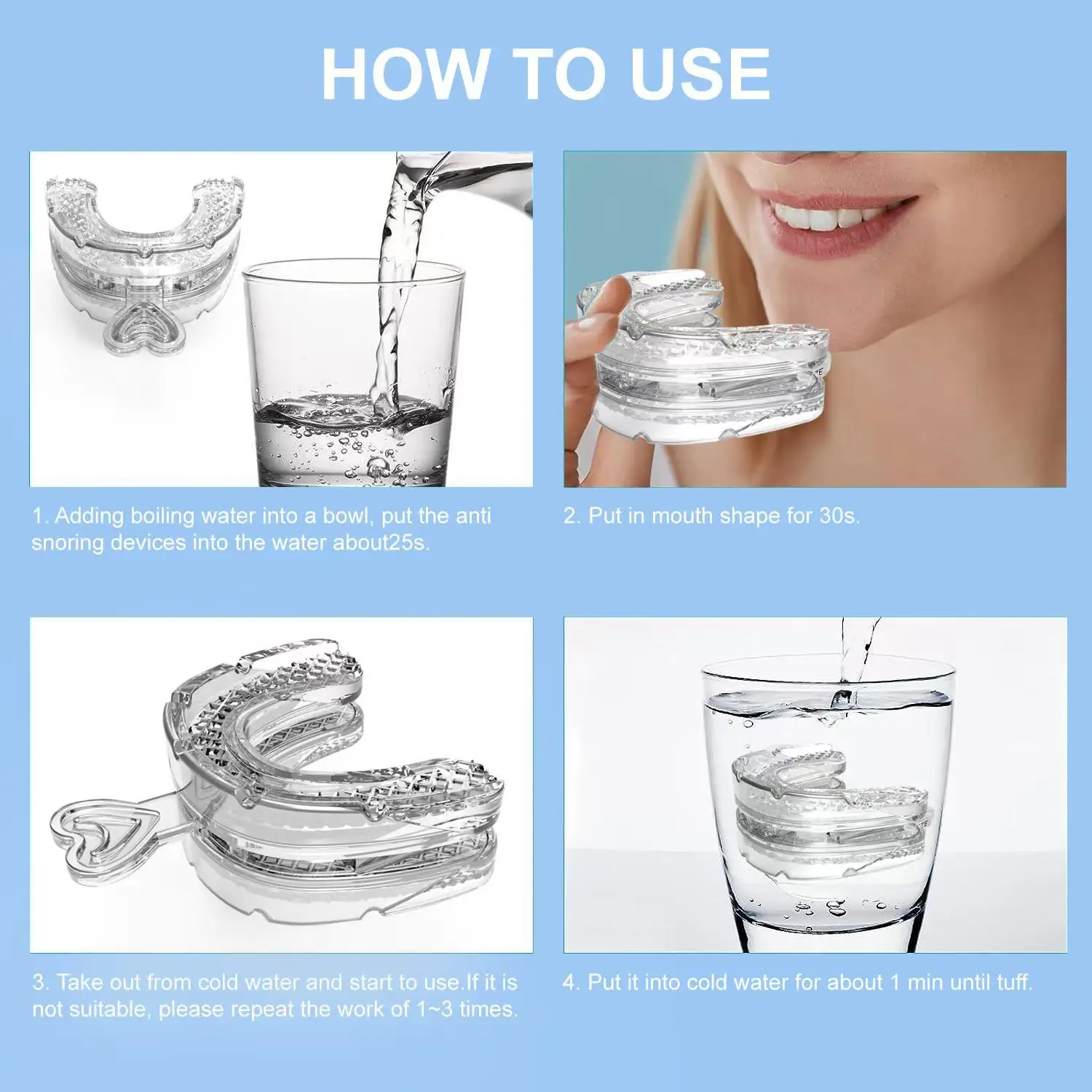 Upgraded Adjustable Anti Snore Mouthpiece Sleep Aids Mouth Guards Stop Snoring Adjustable Braces Sports Braces with Handle