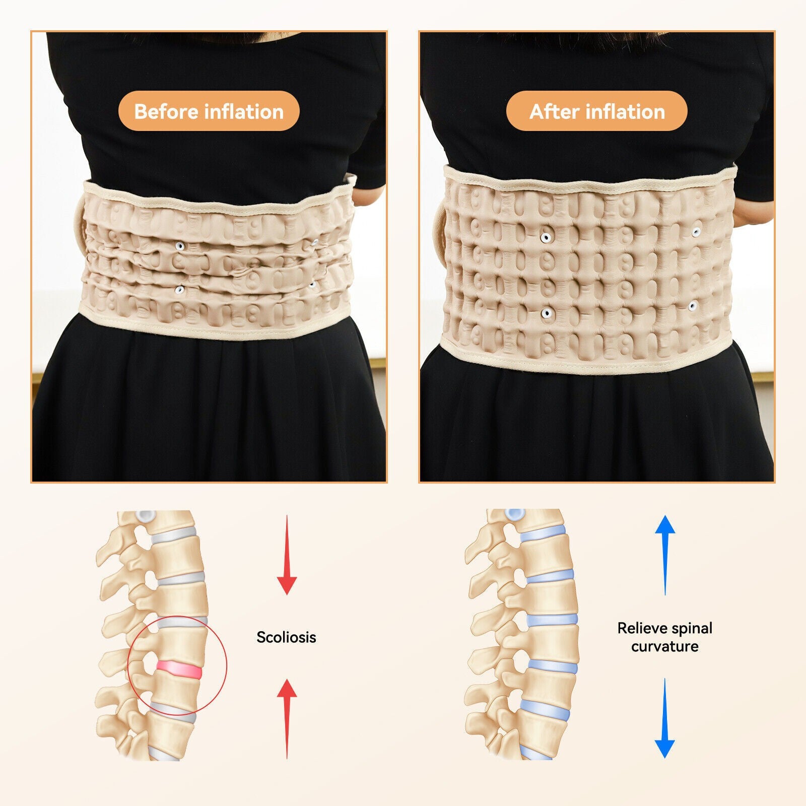 Air Traction Inflatable Spine Decompression Back Belt Lumbar Support for Lower Back Pain Relief Fast