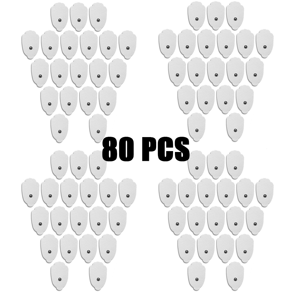 10-80Pcs Replacement Small Oval Snap On / Palm Electrode Pads Cloth for Tens Machine Pulse Massagers Home Use