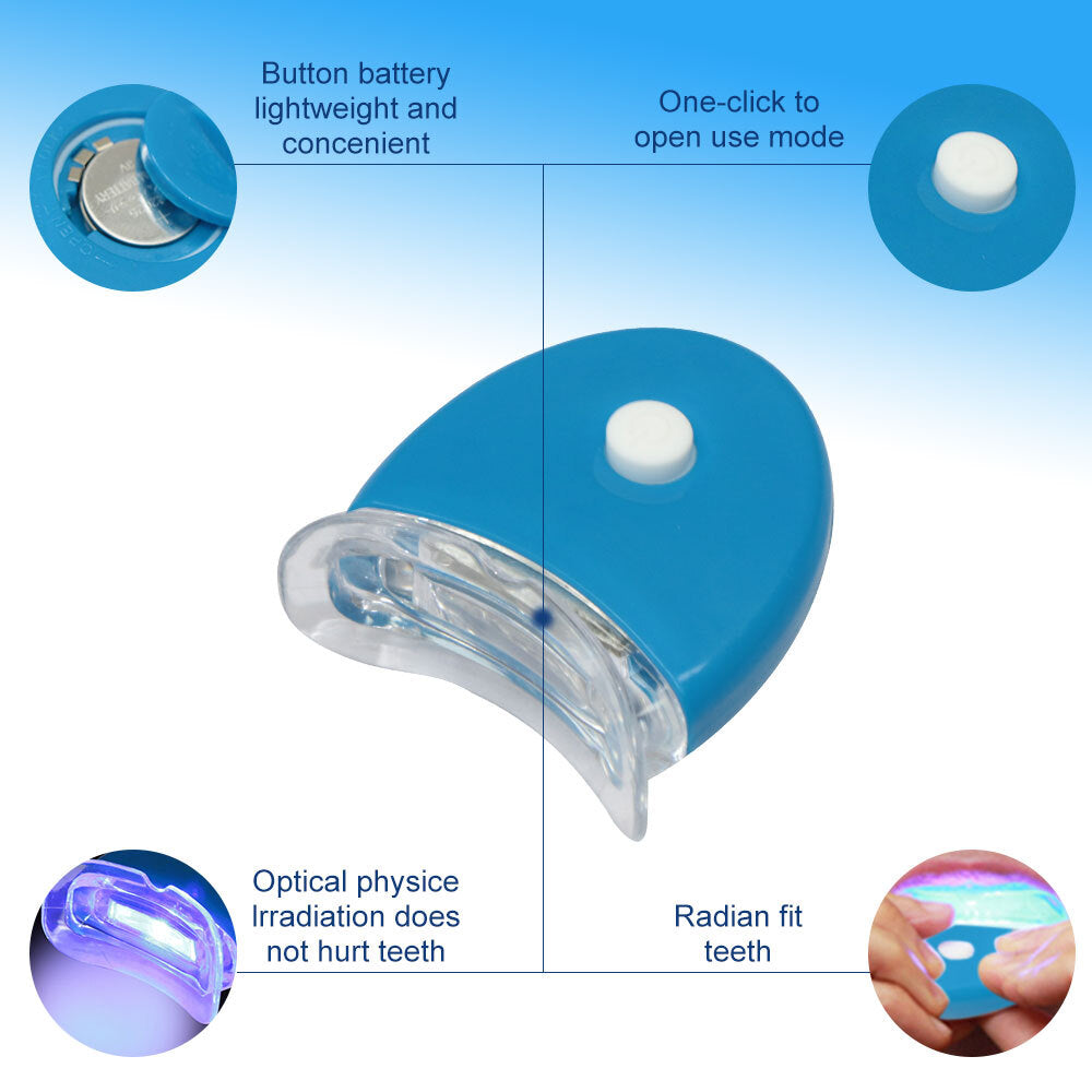 Home LED Teeth Whitening Kit with Mouth Trays & Bleaching Syringes, DIY Dental Bleaching System for Brightening Yellow Stained Teeth