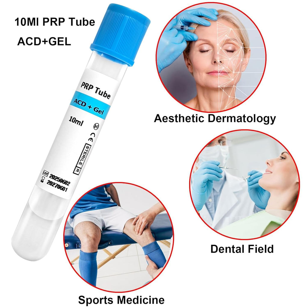 10 Pack Disposable 10ml Acd Gel Tubes With Cap Vacuum for Blood Collection Medical & Veterinary Beauty Facial Use