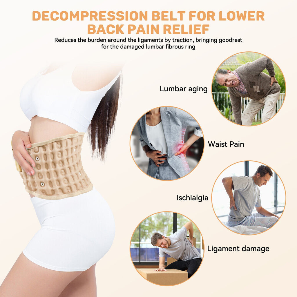 Air Traction Inflatable Spine Decompression Back Belt Lumbar Support for Lower Back Pain Relief Fast